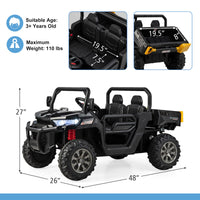 INFANS 2 Seater Ride on UTV, 12V Kids Electric Vehicle Dump Truck, Toddlers Battery Powered Car with Music