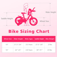 INFANS Kids Bike for Girls, 14 16 Inch Children's Bicycle with Removable Training Wheels and Doll Seat