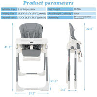 INFANS Foldable High Chair for Babies & Toddlers with Multiple Adjustable Backrest, Footrest and Seat Height