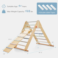 INFANS Climbing Toys for Toddlers, 3 in 1 Foldable Kids Wood Montessori Pikler Climber Ladder with Ramp, Slide