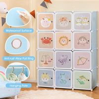 INFANS Children Wardrobe, Kid Closet Portable Baby Dresser Cute for Kids Bedroom Nursery Armoire with Doors