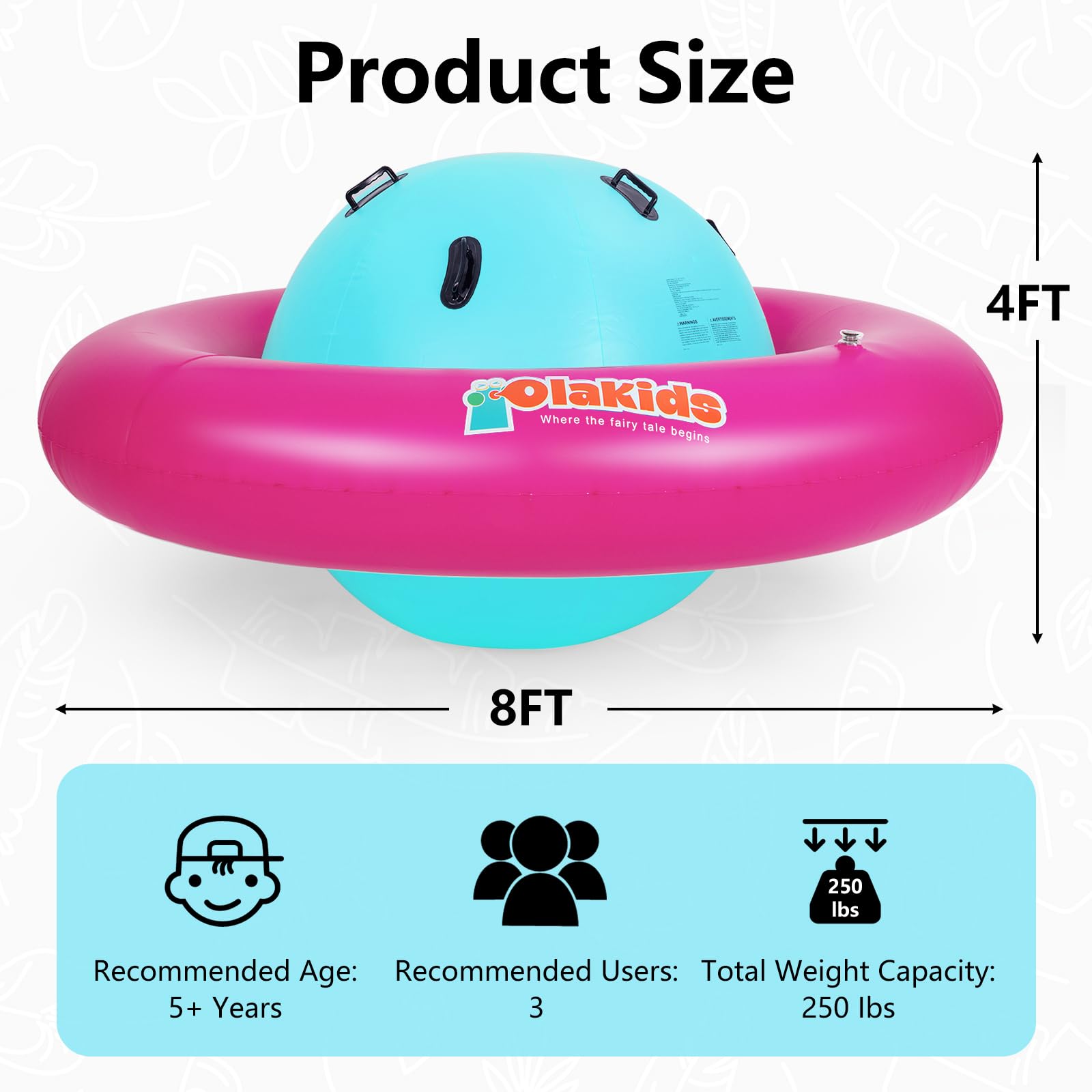 INFANS 8FT Inflatable Dome Rocker Bouncer, Outdoor Kids Giant Roll and Play Seesaw Rocker with 6 Secure Handles