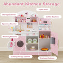 INFANS Kids Kitchen Playset, Toddler Wooden Kitchen Pretend Cooking Toy Set with Coffee Maker