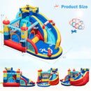 INFANS Inflatable Water Slides, Nautical Themed Bouncy House with Splash Pool,  Water Gun, Outdoor Jumping Castle (with Air Blower)