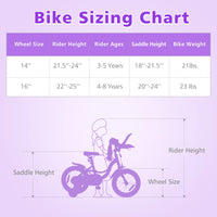 INFANS Kids Bike for Girls, 14 16 Inch Children's Bicycle with Removable Training Wheels and Doll Seat