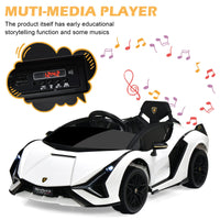 INFANS 12V Licensed Lamborghini Sian Kids Ride on Car with Parent Remote Control, Electric Toy Roadster Carbon Fiber Textured