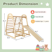 NFANS 7 in 1 Wooden Montessori Climber Playset with Tent Slide Climbing Rock Climbing Net