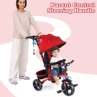 INFANS Kids Tricycle, 4 in 1 Stroll Trike with Adjustable Push Handle, Suitable for 10 Months to 5 Years