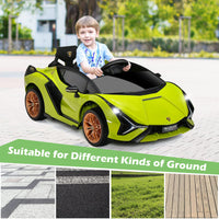 INFANS 12V Licensed Lamborghini Sian Kids Ride on Car with Parent Remote Control, Electric Toy Roadster Carbon Fiber Textured