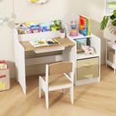 INFANS Kids Table and Chair Set, Toddler Art Craft Play Wood Activity Desk with Chairs, Children Furniture