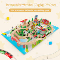 80 Pieces Wooden Kids Activity Toy Table Playset with Reversible Detachable Tabletop