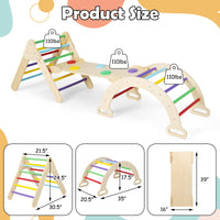 INFANS Climbing Toys for Toddlers, 5 in 1 Kids Wooden Montessori Triangle Set Climber Toy, Indoor Climb Activity