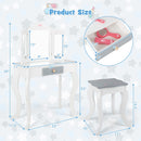 INFANS Kids Vanity, 2 in 1 Princess Makeup Desk Set, Wooden Dressing Table, Pretend Play Vanity Set