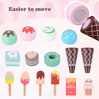 INFANS Ice Cream Cart Grocery Store Marketplace Toy, Market Stand Shop Pretend Play Set with Accessories Gift for Ages 3+