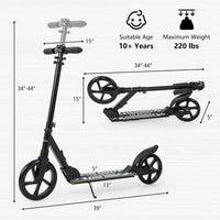 INFANS Kick Scooter for Adults Teens, Big Wheels Foldable Scooter  Ages 10+ Kids Youth