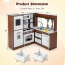 INFANS Corner Kids Kitchen Playset, Ultimate Wooden Pretend Cooking Toy Set with Real Running Water