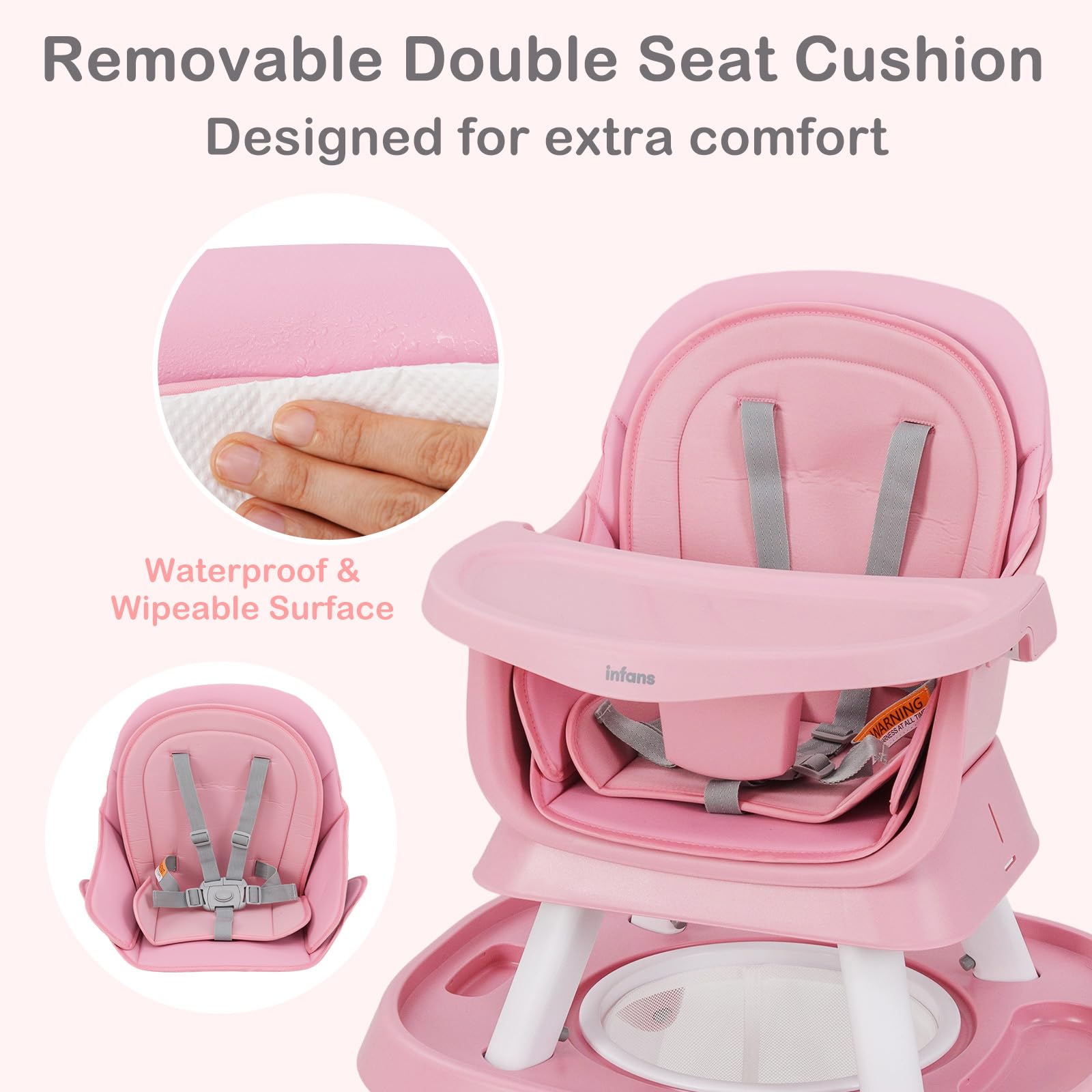 INFANS 9 in 1 High Chair, Convertible Baby Highchair, Table and Chair Set Building Block Infant Dining Booster Seat