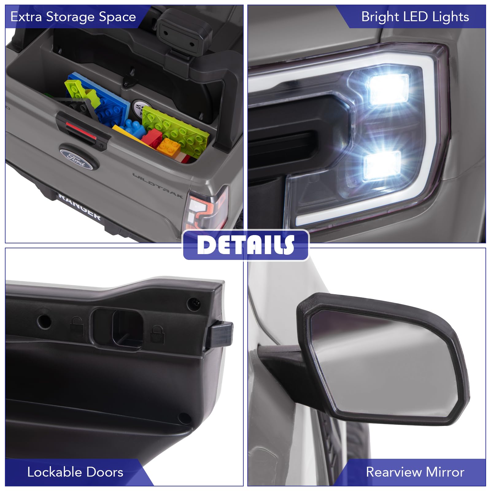 INFANS Licensed Ford Ranger Ride on Pickup Truck by INFANS, 12V Battery Powered Electric Vehicle for Kids with Remote Control