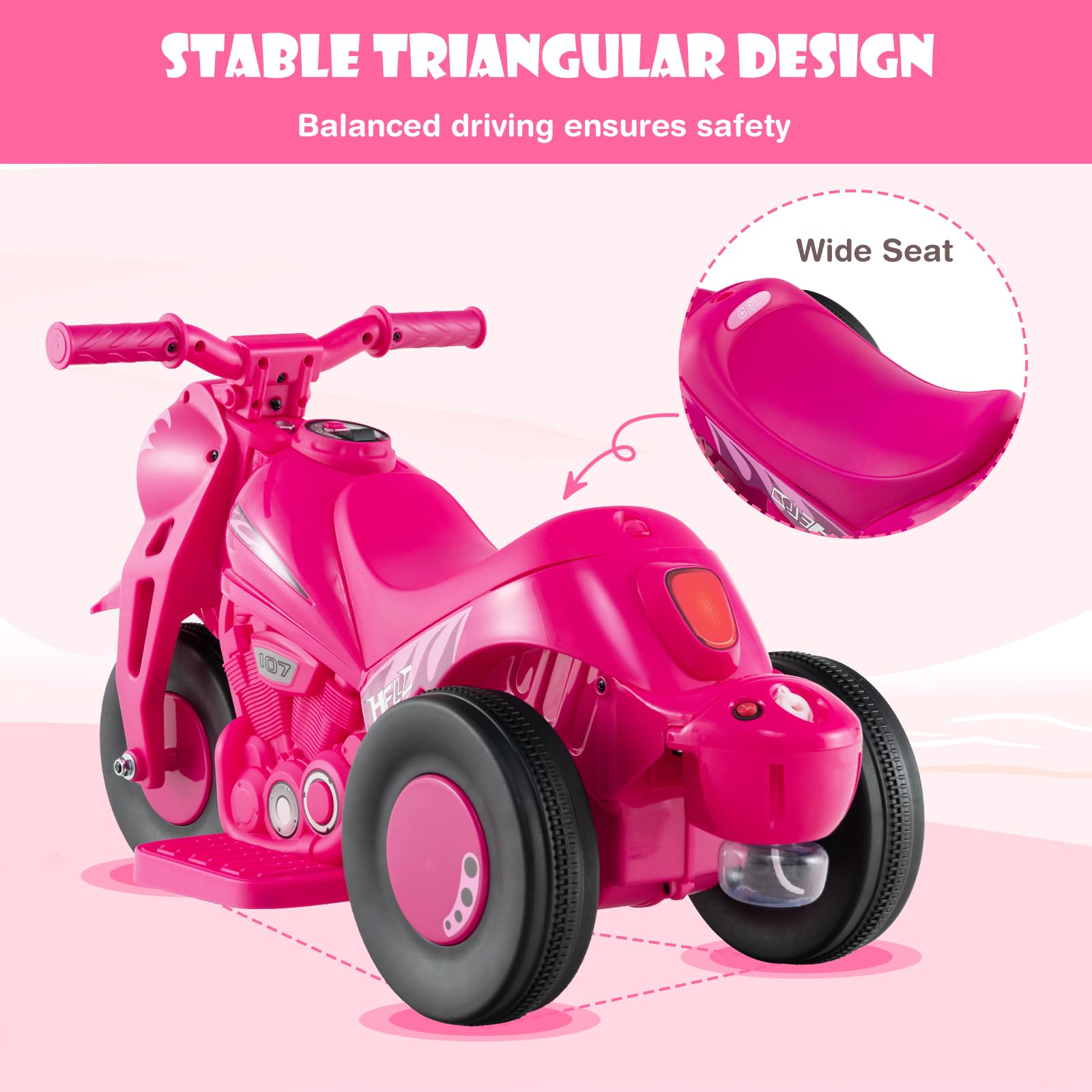 INFANS Kids Motorcycle, 6V Electric Ride on Car with Automatic Bubble Function for Children, Toddler Ages 3+