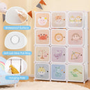 INFANS Children Wardrobe, Kid Closet Portable Baby Dresser Cute for Kids Bedroom Nursery Armoire with Doors