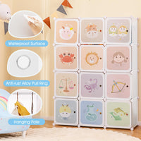 INFANS Children Wardrobe, Kid Closet Portable Baby Dresser Cute for Kids Bedroom Nursery Armoire with Doors
