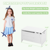 INFANS Wooden Toy Chest , Wide Kids Toy Box Storage Space with Safety Hinge and Handles INFANS