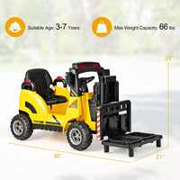 INFANS Ride on Forklift, 12V Kids Electric Vehicle Construction Truck with Liftable Fork and Pallet, Toddlers Battery Powered Car