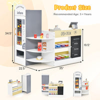 INFANS Kids Grocery Store Playset, Wooden Supermarket Toy Set with Cash Register, Vending Machine, Pretend Play Store