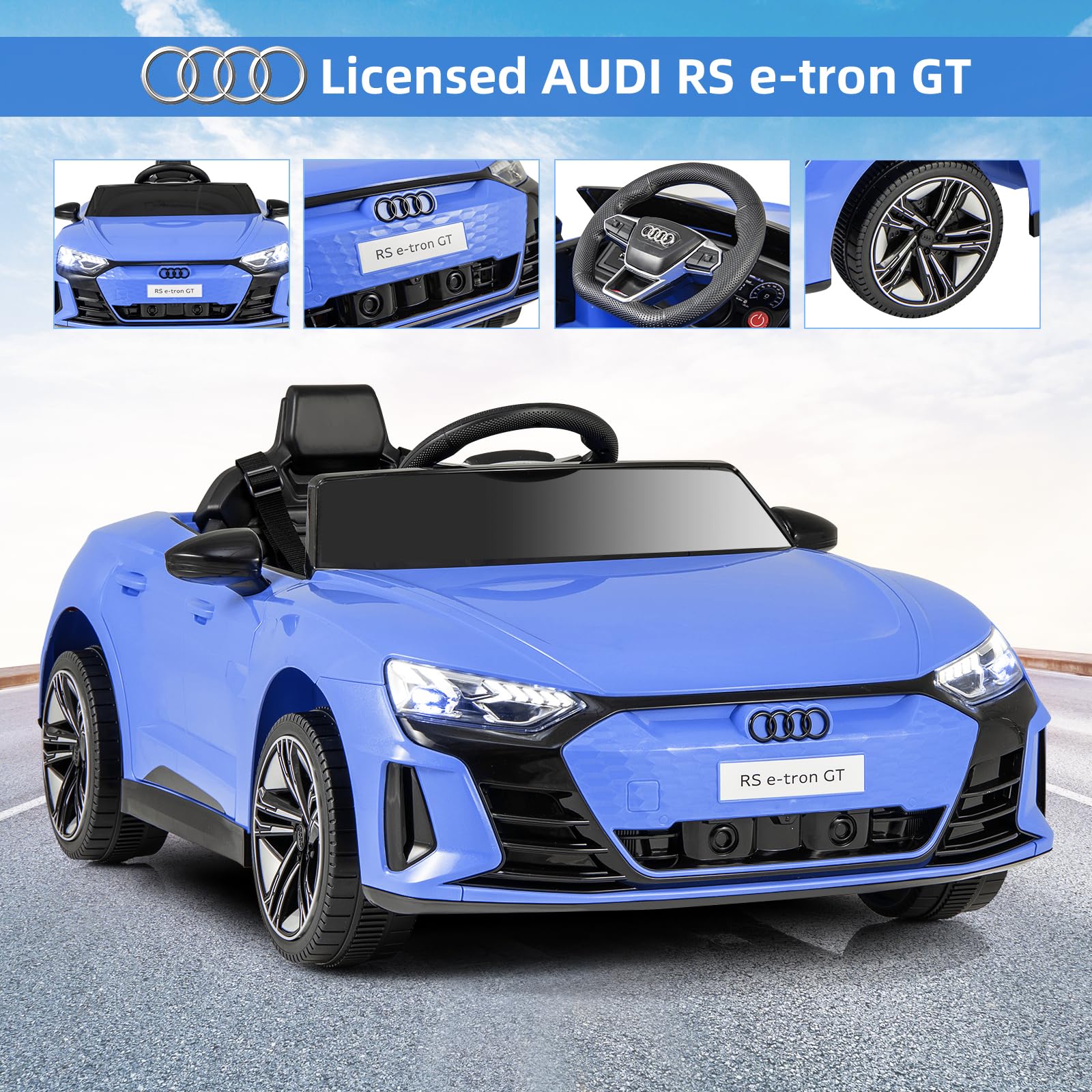 INFANS 12V Kids Ride on Car, Licensed Audi RS e-tron GT Electric Vehicle, Toddlers Battery Powered Toy