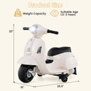 INFANS Licensed Vespa Kids Motorcycle, 6V Battery Powered Motorbike for Toddlers with Training Wheels, Horn, LED Lights