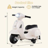 INFANS Licensed Vespa Kids Motorcycle, 6V Battery Powered Motorbike for Toddlers with Training Wheels, Horn, LED Lights