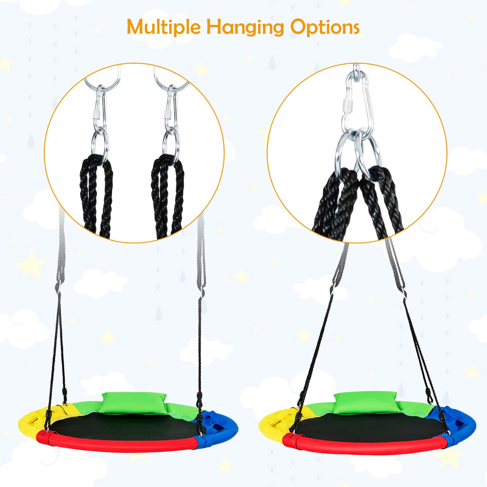 INFANS 660lbs 40 Inch Saucer Tree Swing, Round Flying Swing Seat for Kids, Outdoor Round Platform Swing