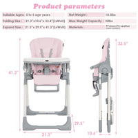 INFANS Foldable High Chair for Babies & Toddlers with Multiple Adjustable Backrest, Footrest and Seat Height
