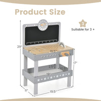 INFANS Tool Bench Set for Toddlers, Kids Wooden Workbench with Blackboard Construction Building Tools and 62 Accessories