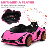 INFANS 12V Licensed Lamborghini Sian Kids Ride on Car with Parent Remote Control, Electric Toy Roadster Carbon Fiber Textured