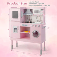 INFANS Kids Kitchen Playset, Toddler Wooden Pretend Cooking Set with Realistic Light Sound