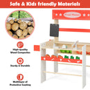 INFANS Grocery Store Marketplace Toy, Kids Wooden Market Stand Pretend Play Set