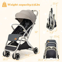 INFANS Lightweight Baby Stroller for 0-36 Month, Compact Stroller with One-Hand Fold, Travel Stroller for Airplane