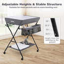 INFANS Baby Changing Table with Wheels, Portable Folding Diaper Station Nursery Organizer with Adjustable Height