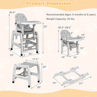 INFANS 5 in 1 Baby High Chair, Convertible Toddler Table Chair Set, Rocking Chair, Multi-Function Seat with Lockable Universal Wheels