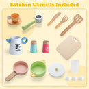 INFANS Kids Kitchen Playset Cooking Toy Kitchen Set with Coffee Machine Stove Removable Sink Microwave Storage Cabinet