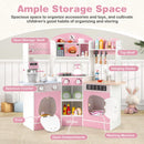INFANS Corner Kids Kitchen Playset, Toddler Wooden Pretend Cooking Set with Lights Sounds Coffee Machine Washing Machine