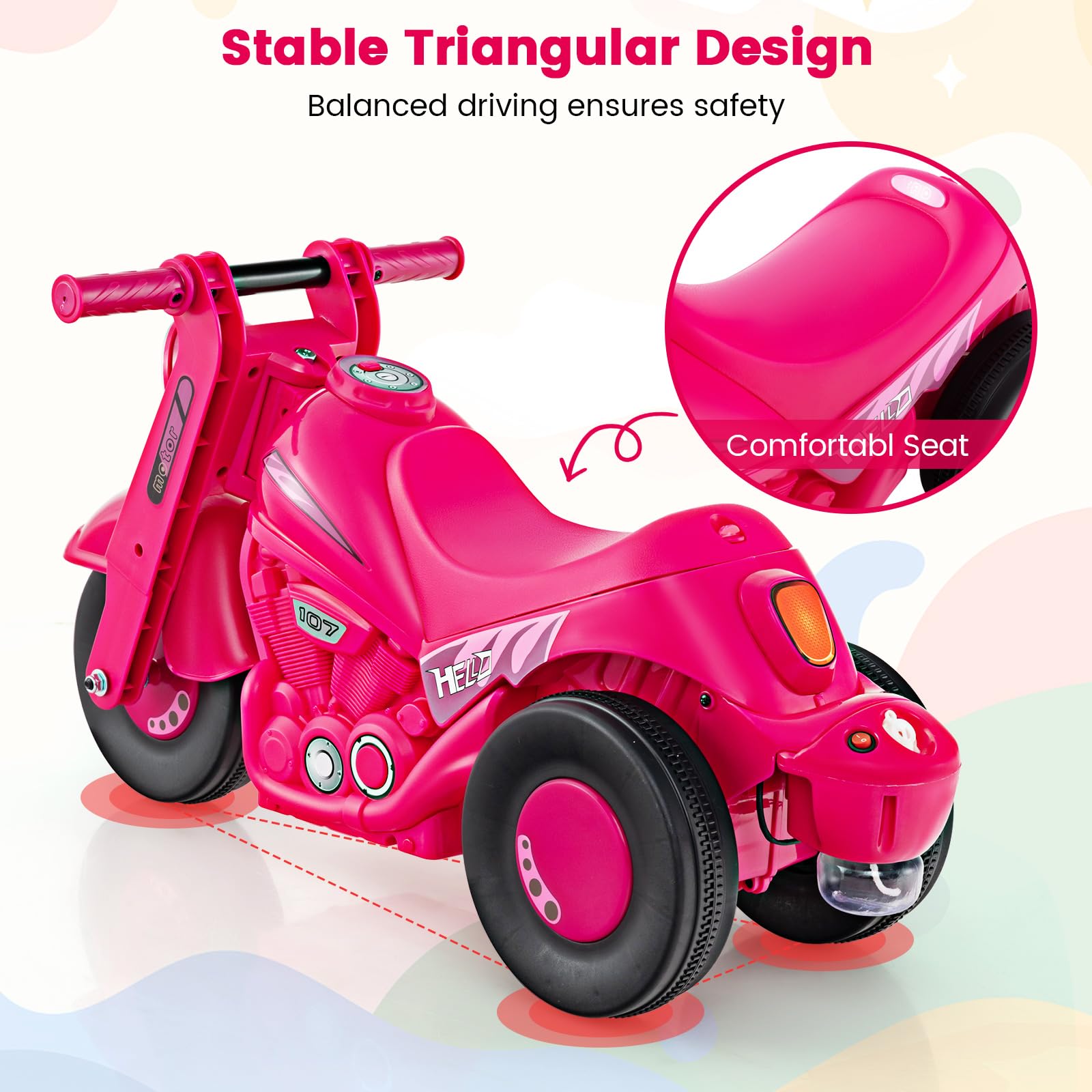 INFANS Ride on Push Car, Foot-to-Floor Sliding Car for Toddlers Kids Motorcycle with Bubble Maker, 3 Wheels Ride on Toys