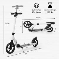 INFANS Kick Scooter for Adults Teens, Big Wheels Foldable Scooter  Ages 10+ Kids Youth