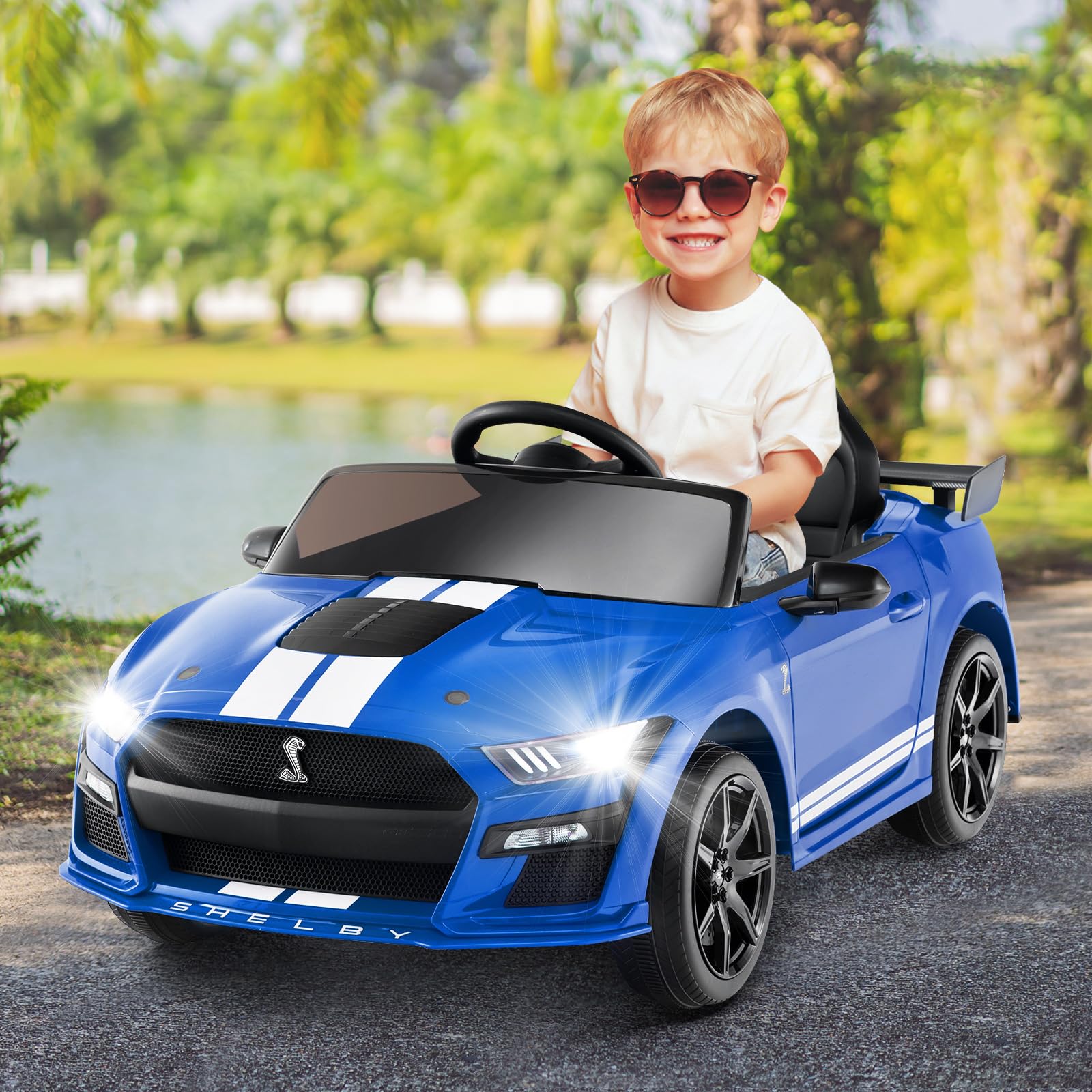 Licensed Ford Mustang GT500 Ride on Car for Kids by INFANS, Battery Powered Electric Vehicle with Remote Control, 37-96 months