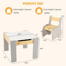 INFANS 3 in 1 Kids Table and Chair Set, Wood Multi Activity Table with Removable Tabletop, Detachable Blackboard