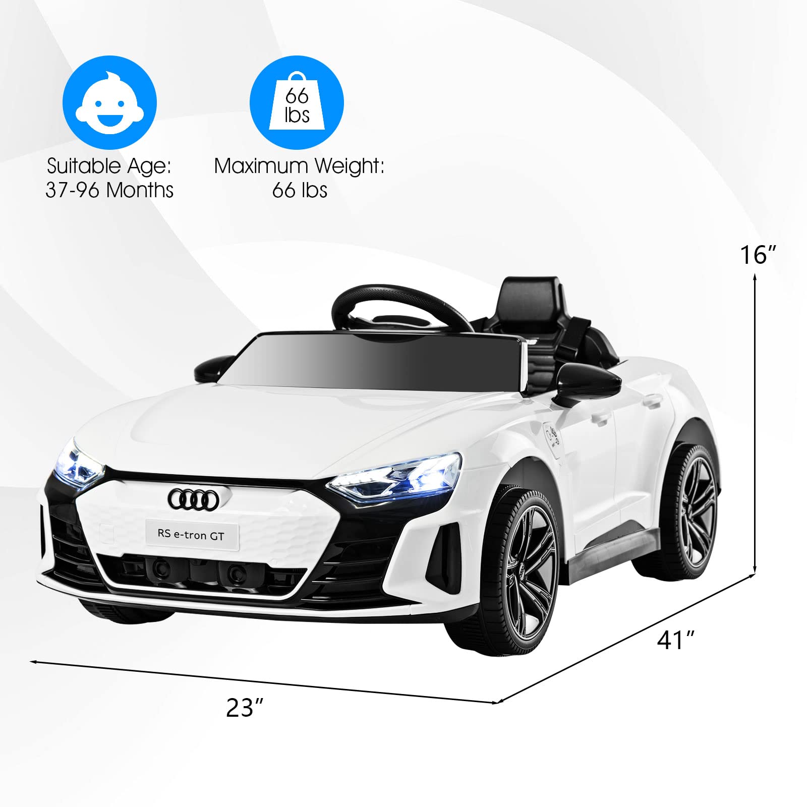 INFANS 12V Kids Ride On Car, Licensed Audi RS e-tron GT Electric Vehicle with Remote Control INFANS