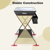 INFANS Baby Changing Table, Folding Diaper Station Portable Nursery Organizer with Safety Belt and Storage Racks
