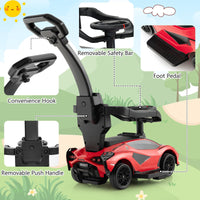 INFANS 3 in 1 Ride on Push Car, Licensed Lamborghini Baby Stroller Sliding Walking Car with Push Handle