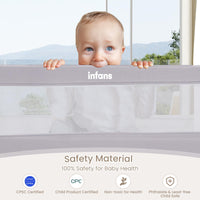 INFANS Bed Rail for Toddlers, 59" Foldable Safety Baby Crib Rail Fit for Kids Twin, Extra Long Swing Down Bed Guardrail for Convertible Crib, Queen, Full, King Mattress Side Guard